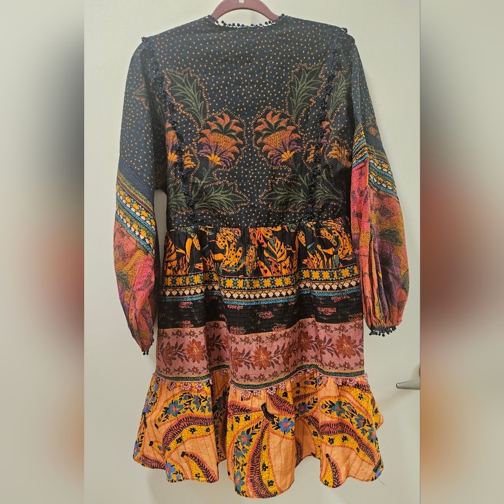 Farm Rio Mixed Patchwork Boho Minidress Size XS - Picture 9 of 16
